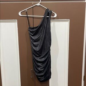 bebe Shimmering SEXY Black One-Shoulder Dress